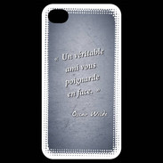 Coque iPhone 4 / iPhone 4S Ami poignardée Bleu Citation Oscar Wilde