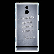 Coque Sony Xperia P Ami poignardée Bleu Citation Oscar Wilde