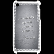 Coque iPhone 3G / 3GS Ami poignardée Noir Citation Oscar Wilde