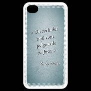 Coque iPhone 4 / iPhone 4S Ami poignardée Turquoise Citation Oscar Wilde