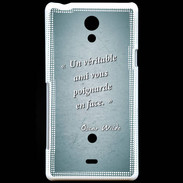 Coque Sony Xperia T Ami poignardée Turquoise Citation Oscar Wilde