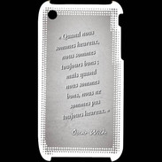 Coque iPhone 3G / 3GS Bons heureux Gris Citation Oscar Wilde