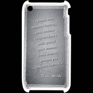 Coque iPhone 3G / 3GS Bons heureux Noir Citation Oscar Wilde