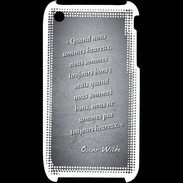 Coque iPhone 3G / 3GS Bons heureux Noir Citation Oscar Wilde