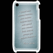 Coque iPhone 3G / 3GS Bons heureux Turquoise Citation Oscar Wilde