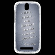 Coque HTC One SV Cartes gagnantes Bleu Citation Oscar Wilde