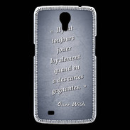 Coque Samsung Galaxy Mega Cartes gagnantes Bleu Citation Oscar Wilde