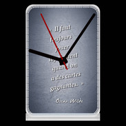 Pendule de bureau Cartes gagnantes Bleu Citation Oscar Wilde