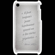 Coque iPhone 3G / 3GS Cartes gagnantes Gris Citation Oscar Wilde