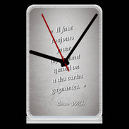 Pendule de bureau Cartes gagnantes Gris Citation Oscar Wilde