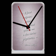 Pendule de bureau Cartes gagnantes Rose Citation Oscar Wilde