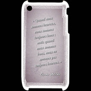 Coque iPhone 3G / 3GS Bons heureux Rose Citation Oscar Wilde