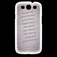 Coque Samsung Galaxy S3 Bons heureux Rose Citation Oscar Wilde