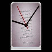 Pendule de bureau Bons heureux Rose Citation Oscar Wilde