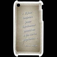 Coque iPhone 3G / 3GS Cartes gagnantes Sepia Citation Oscar Wilde