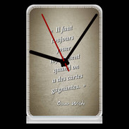 Pendule de bureau Cartes gagnantes Sepia Citation Oscar Wilde