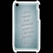 Coque iPhone 3G / 3GS Cartes gagnantes Turquoise Citation Oscar Wilde