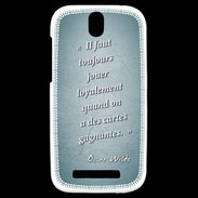 Coque HTC One SV Cartes gagnantes Turquoise Citation Oscar Wilde