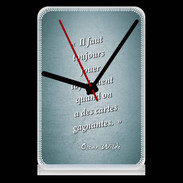 Pendule de bureau Cartes gagnantes Turquoise Citation Oscar Wilde