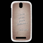 Coque HTC One SV Désillusion vie Rouge Citation Oscar Wilde
