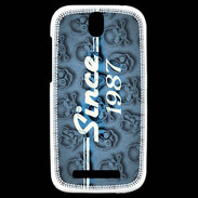 Coque HTC One SV Since crane bleu 1987