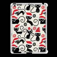 Coque iPad 2/3 Fond chat noir Noël