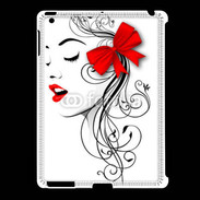 Coque iPad 2/3 Visage glamour noir et rouge