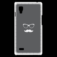 Coque LG Optimus L9 moustache gris & blanc