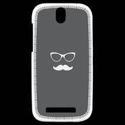 Coque HTC One SV moustache gris & blanc