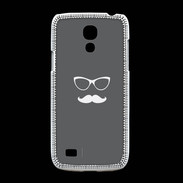 Coque Samsung Galaxy S4mini moustache gris & blanc