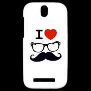 Coque HTC One SV I love Lunette Moustache