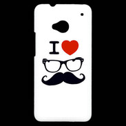 Coque HTC One I love Lunette Moustache