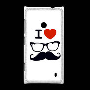 Coque Nokia Lumia 520 I love Lunette Moustache