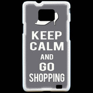 Coque Samsung Galaxy S2 Keep Calm go shopping Gris