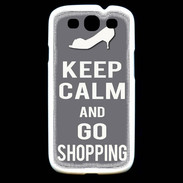 Coque Samsung Galaxy S3 Keep Calm go shopping Gris