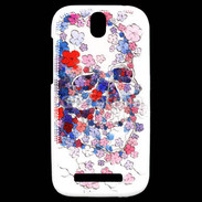 Coque HTC One SV Skull en fleurs