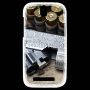 Coque HTC One SV Vintage fusil et cartouche