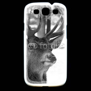 Coque Samsung Galaxy S3 Tête de Cerf en noir et blanc