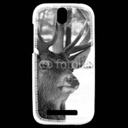 Coque HTC One SV Tête de Cerf en noir et blanc