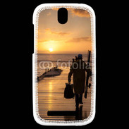 Coque HTC One SV Pécheur au levé du soleil