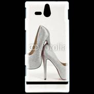 Coque Sony Xperia U Escarpins strass argent