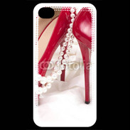 Coque iPhone 4 / iPhone 4S Escarpins rouges et perles