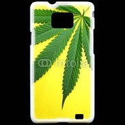 Coque Samsung Galaxy S2 Feuille de cannabis sur fond jaune
