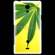 Coque Sony Xperia T Feuille de cannabis sur fond jaune