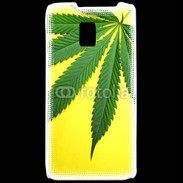 Coque LG P990 Feuille de cannabis sur fond jaune