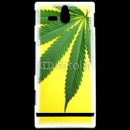 Coque Sony Xperia U Feuille de cannabis sur fond jaune