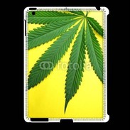 Coque iPad 2/3 Feuille de cannabis sur fond jaune
