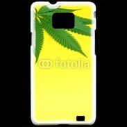Coque Samsung Galaxy S2 Feuille de cannabis sur fond jaune 2