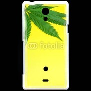 Coque Sony Xperia T Feuille de cannabis sur fond jaune 2