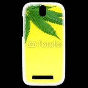 Coque HTC One SV Feuille de cannabis sur fond jaune 2